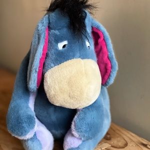 Disney Store  Eeyore Donkey 12" Plush Detachable Tail Whinnie The Pooh Blue